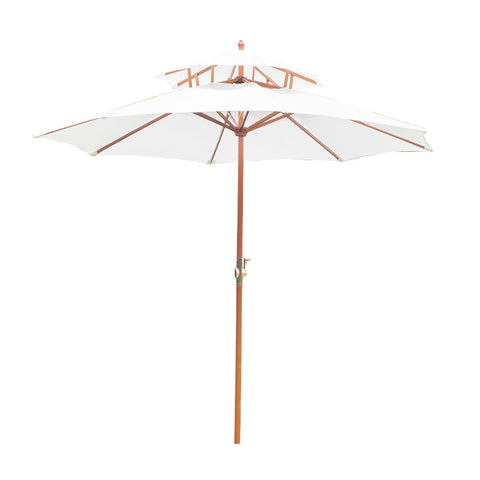 Rootz Wooden Parasol - Garden Umbrella - Outdoor Shade - Durable & Weather-Resistant - Easy to Operate - Enhanced Stability - Ø265x H264 cm
