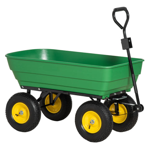 Rootz Hand Garden Trolley - Dump Cart - Yard Wagon - Tilting 75° - 125L, 200kg Load - 118cm x 58cm x 102cm - Convenient Transport