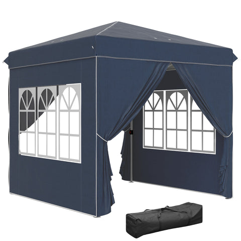Rootz 2.5m Pop Up Gazebo - Garden Tent - Outdoor Canopy - UPF50+ Protection - 248L x 248W x 270H cm - Includes Side Walls & Carry Bag