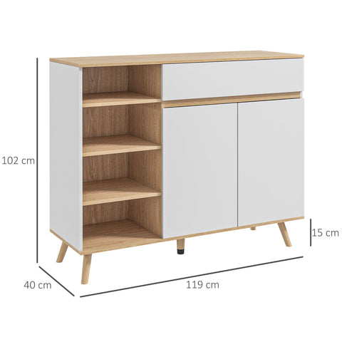 Rootz Storage Cabinet Buffet - Kitchen Cabinet - Sideboard - Adjustable Shelves - 119cm x 40cm x 102cm
