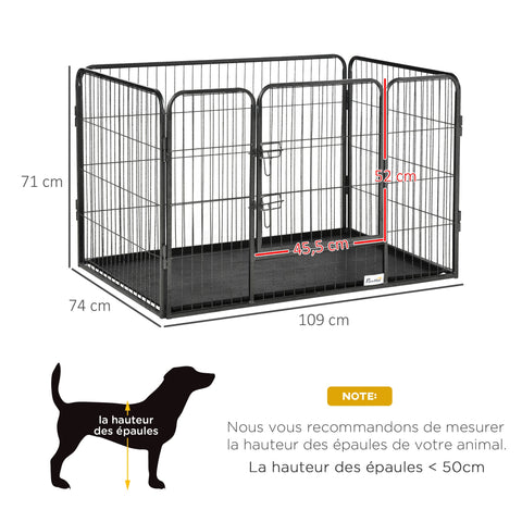 Rootz Dog Kennel - Pet Enclosure - Indoor Playpen - Steel Mesh - Double Locking System - 109L x 74W x 71H cm