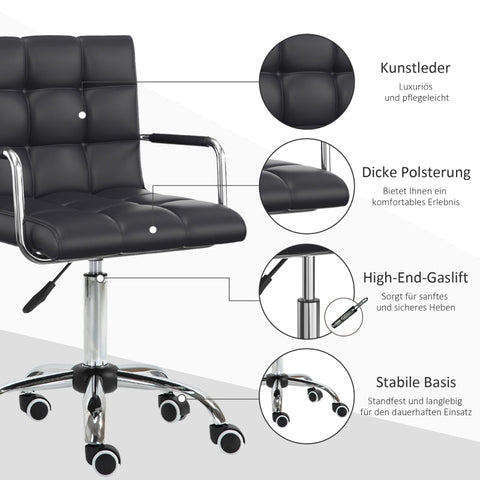 Rootz Office Chair - Swivel Chair - Desk Chair - Height Adjustable - Ergonomic Design - 52.5cm x 54cm x 99cm - Black