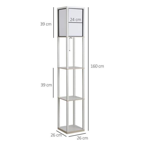 Rootz Shelf Floor Lamp - Storage Lamp - Lighting Fixture - Durable MDF - 26W x 26D x 160H cm