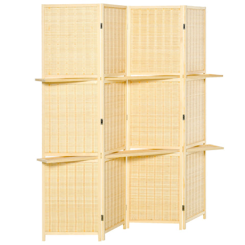 Rootz Bamboo Room Divider - Privacy Screen - Zen Partition - Foldable with Shelves - 180cm x 1.9cm x 180cm