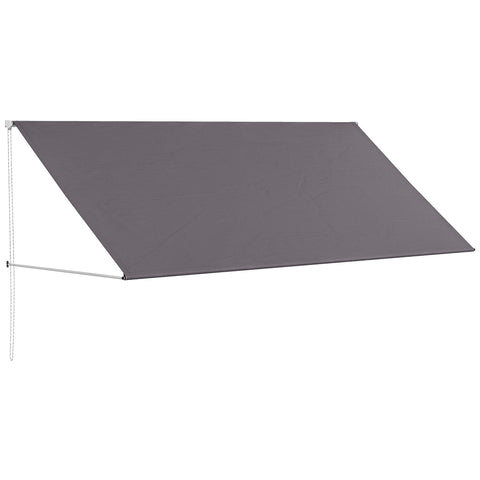 Rootz 300x120cm Awning - Canopy - Manually Pull-Out - UV Protection - Adjustable Angle - Aluminum & Polyester - Grey