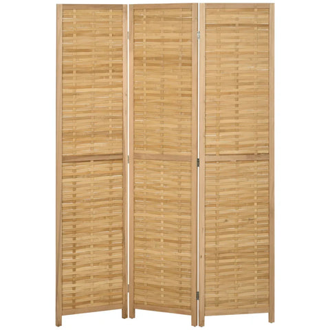 Rootz Room Divider - Folding Partition - Privacy Screen - Bamboo - 3 Parts - Natural - 120 cm x 170 cm x 1.8 cm
