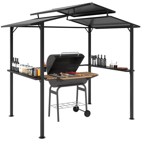 Rootz Grill Pavilion - Outdoor Shelter - BBQ Canopy - Waterproof Metal Roof - 250 x 160 x 250 cm