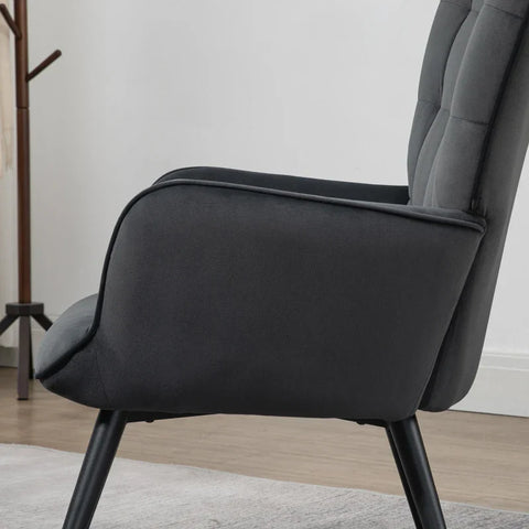 Rootz Relaxation Chair With Stool - Recliner With Ottoman - Armchair With Footstool - Accent Chair - 2-piece Set - Multi-layer Board - Gray - 73L x 77.5W x 98H cm