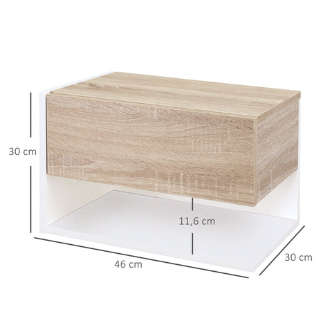 Rootz 2-Piece Wall Bedside Tables - Night Dresser - Side Table - Space Saving - 46 x 30 x 30 cm