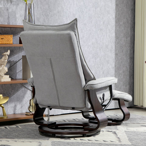 Rootz Recliner with Stool - Swivel Chair - Rocker Function - Velvet Comfort - 81x87x113cm / 81x110x105cm - Up to 150 kg - Grey
