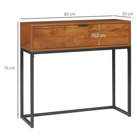 Rootz Consoletafel - Bijzettafel - Dressoir - 1 Lade - Industrieel Design - Bruin + Zwart - 80L x 30W x 76H cm