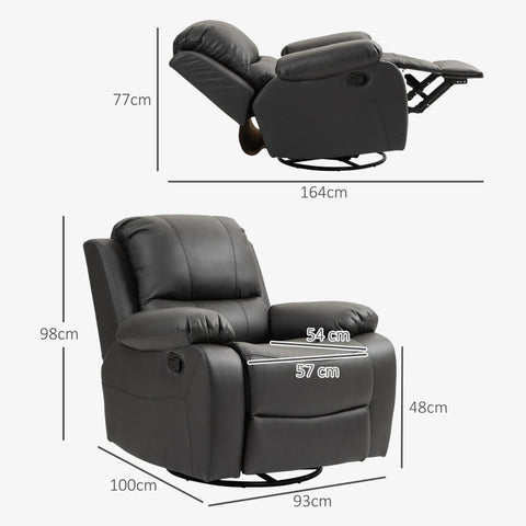 Rootz Relaxation Chair - TV Armchair - Recliner Chair - Padded Headrest - Adjustable Backrest - Fold-Out Footrest - 93cm x 100cm x 98cm