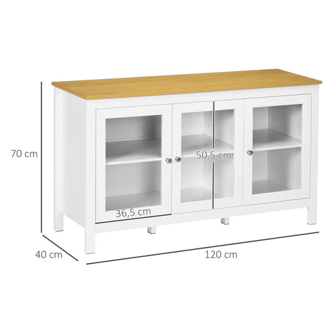 Rootz Sideboard Buffet - Glass Cabinet - Storage Cupboard - Classic Design - 120 x 40 x 70 cm