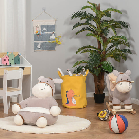 Rootz Donkey Children's Chair - Kids Seating - Toddler Armchair - Soft Padding - 60L x 55B x 60H cm - Grey White Velor Cover