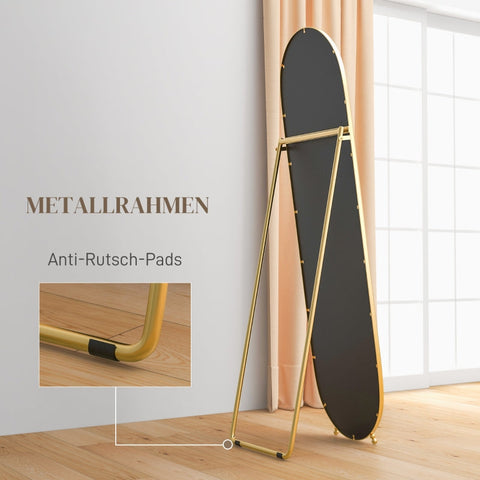 Rootz Full-Length Mirror - Standing Mirror - Rustproof Metal Frame - Elegant Oval Shape - Clear Reflection - 40cm x 41cm x 159cm