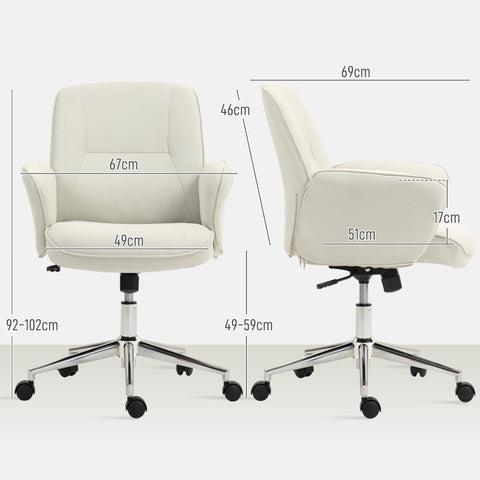 Rootz Office Chair - Desk Chair - Executive Seat - Height Adjustable - 67cm x 69cm x 92-102cm - White