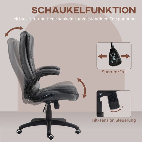 Rootz Executive Chair - Computer Chair - Office Chair - Faux Leather - Adjustable Height - 60cm x 69cm x 111-121cm