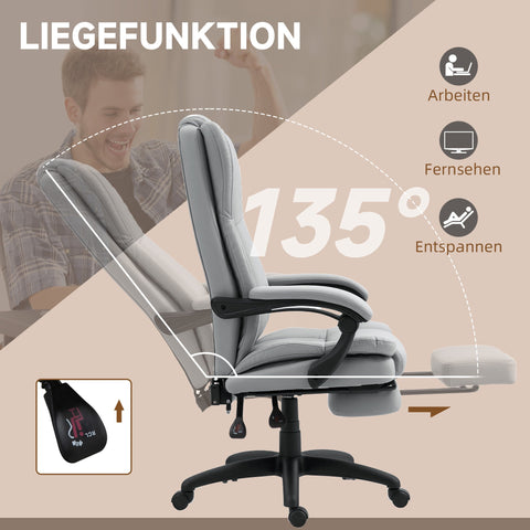 Rootz Ergonomic Swivel Chair - Adjustable Office Chair - Reclining Desk Seat - Massage Function - 68.5x68.5x113-121cm