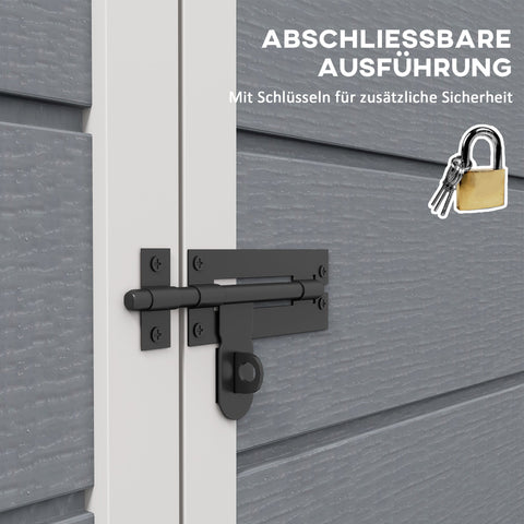 Rootz Tool Shed - Garden Shed - Storage Shed - Secure Lock - 122 x 149 x 192/177 cm