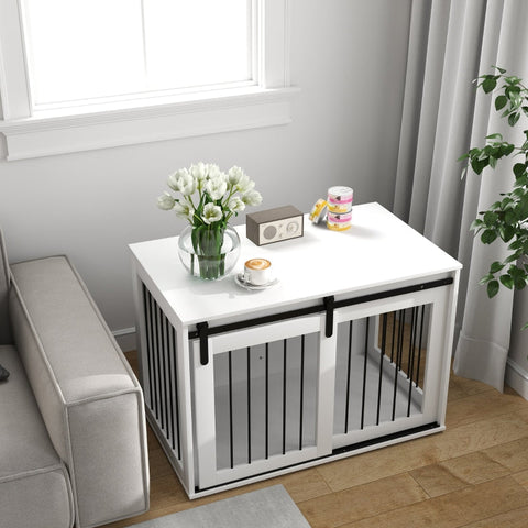 Rootz Dog Crate - Dog House - Pet Cage - Chipboard and Steel - Ventilation - 98cm x 58cm x 61cm