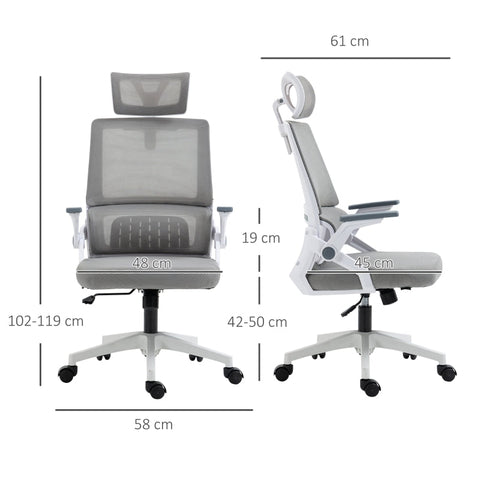 Rootz Vinsetto Office Chair - Desk Chair - Ergonomic Chair - Ultimate Comfort - Adjustable Height - Lumbar Support - 58cm x 61cm x 102-119cm