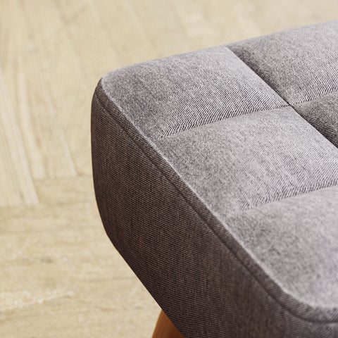 Rootz Grey Foot Stools - Upholstered Ottomans - Footrests - Supports Up to 110kg - 27cm x 27cm x 26cm - Wooden Legs