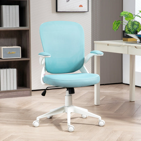 Rootz Office Chair - Ergonomic Desk Chair - Adjustable Swivel Chair - Fold-Up Armrests - 59cm x 58cm x 96-106cm - Blue Mesh