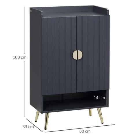 Rootz Shoe Cabinet 2 Doors - Shoe Rack - Storage Unit - Adjustable Shelves - Space-Saving - 60cm x 33cm x 100cm