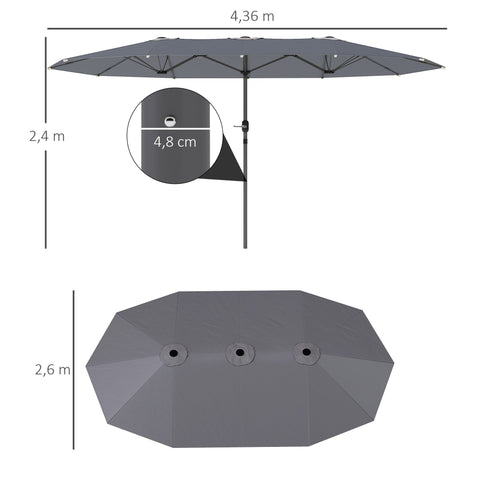 Rootz Double Sunshield Parasol - UV Protection Shade - Steel Sun Umbrella - Coolness & Stability - 436 x 260 cm