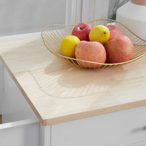 Rootz Kitchen Serving Trolley - Kitchen Cart - Mobile Island - Elegant Storage - 83cm x 45cm x 91.5cm - White, Brown