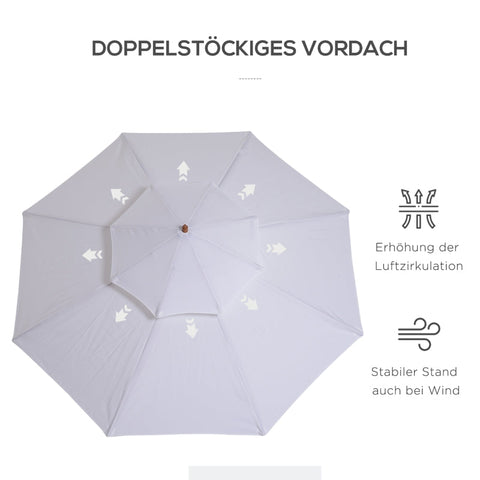 Rootz Wooden Parasol - Garden Umbrella - Outdoor Shade - Durable & Weather-Resistant - Easy to Operate - Enhanced Stability - Ø265x H264 cm