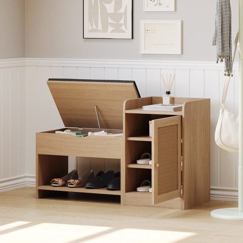 Rootz Shoe Bench Shoe Rack - Footwear Organizer - Storage Solution - Comfortable Seat - 100L x 38W x 62.5H cm