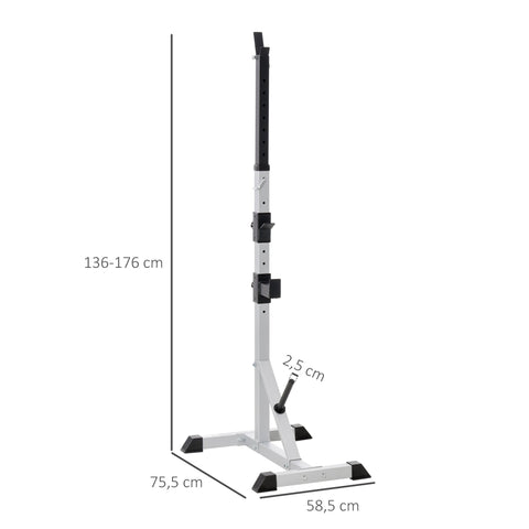 Rootz 2 Piece Set Dumbbell Stand - Barbell Rack - Weight Holder - Adjustable Height - Steel - 75.5cm x 136-176cm (Silver + Black)