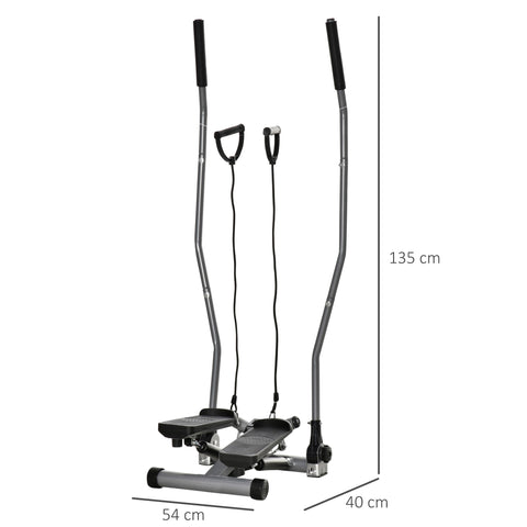 Rootz Stepper with Handles & Extensors - Fitness Equipment - Steel Construction - LCD Display - 54cm x 40cm x 135cm