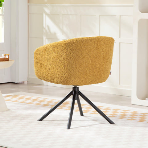 Rootz Yellow Upholstered Armchair - Rotatable Relax Chair - Cozy Comfortable Seat - Supports Up to 120kg - 58.5cm x 78.5cm