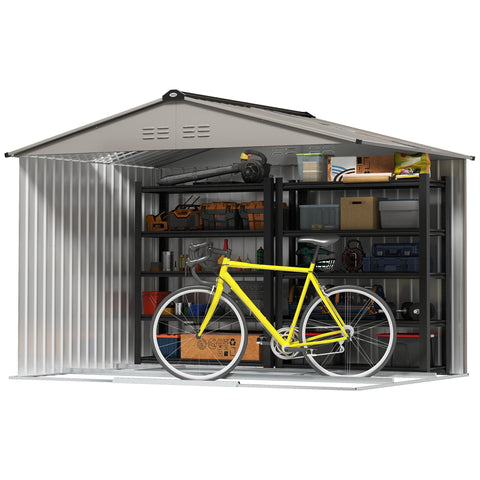 Rootz Garden House - Outdoor Warehouse - Storage Shed - Spacious Design - 2.77m x 1.95m x 1.92m - Steel Structure - Sliding Door Ventilation