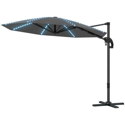 Rootz Aluminum Parasol - Sunshade - UV Protection Umbrella - Waterproof - 294cm x 250cm -Grey