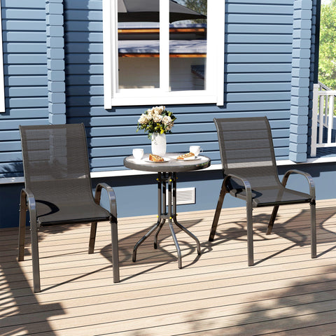Rootz 3-Part Garden Furniture Set - Outdoor Table - Patio Chairs - Space-Saving - Chairs: 54x71x93cm, Table: Ø60x71cm