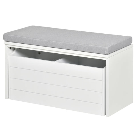 Rootz Shoe Cabinet Bench - Shoe Storage - Bench with Drawer - Comfortable Seating - MDF White - 69cm x 32cm x 40cm