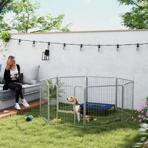 Rootz Pet Enclosure - Dog Fence - Pet Playground - Flexibly Customizable - Stainless Steel - 160x160x80cm