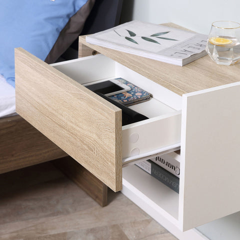 Rootz 2-Piece Wall Bedside Tables - Night Dresser - Side Table - Space Saving - 46 x 30 x 30 cm