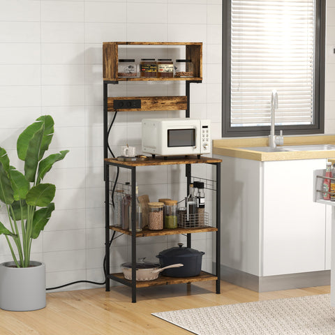 Rootz Kitchen Shelf for Microwave - Kitchen Organizer - Storage Rack - Integrated USB & Sockets - 60cm x 42cm x 153cm
