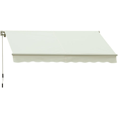 Rootz Retractable Awning - Adjustable Sunshade - Waterproof Canopy - Aluminum Frame - 2.95m x 2.45m - White