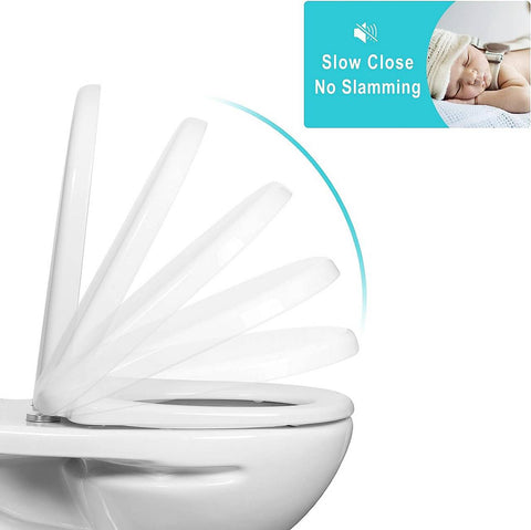 Rootz Soft Close Toilet Seat - D/U Shape - Quick Release - Antibacterial Plastic - Stainless Steel Hinges - 360° Rotation - 448x366mm
