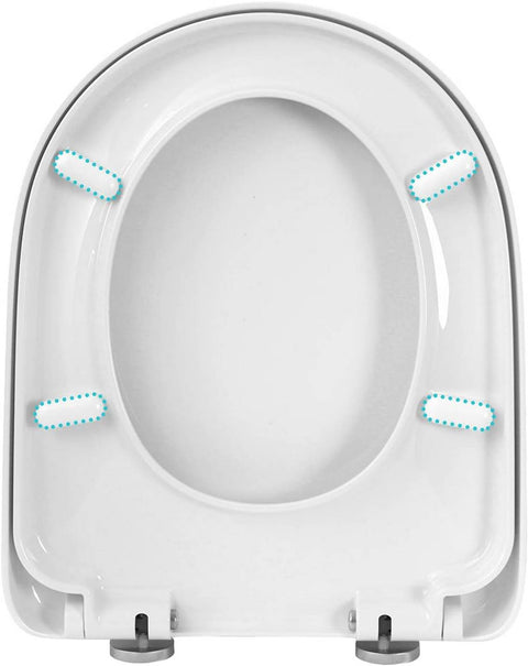 Rootz Soft Close Toilet Seat - D/U Shape - Quick Release - Antibacterial Plastic - Stainless Steel Hinges - 360° Rotation - 448x366mm
