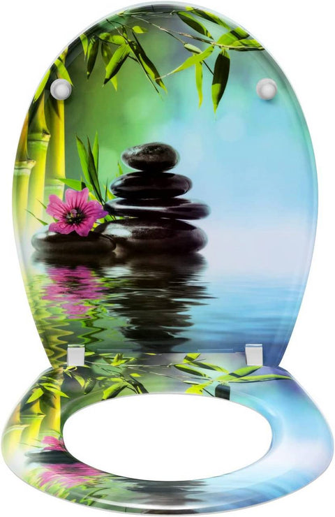 Rootz Toilet Seat with Soft-Close - Duroplast - Durable Seat Cover - Antibacterial - 45.5cm x 37.1cm - Quiet & Gentle Closing