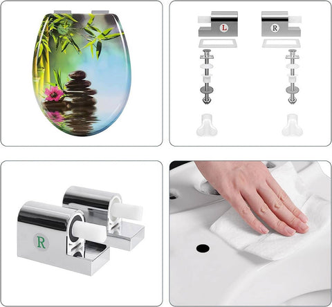 Rootz Toilet Seat with Soft-Close - Duroplast - Durable Seat Cover - Antibacterial - 45.5cm x 37.1cm - Quiet & Gentle Closing