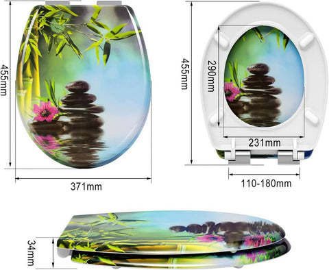 Rootz Toilet Seat with Soft-Close - Duroplast - Durable Seat Cover - Antibacterial - 45.5cm x 37.1cm - Quiet & Gentle Closing