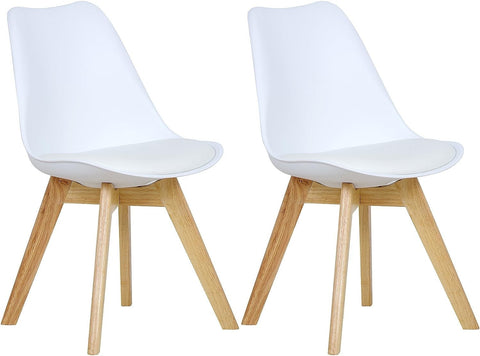 Rootz Set of 2 Dining Chairs - Kitchen Chairs - Comfortable Seating - High-Density Foam - Solid Wood Legs - Floor Protection - 48cm x 42cm x 82cm