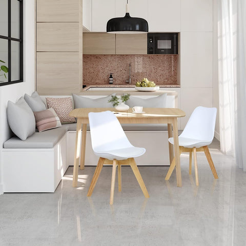 Rootz Set of 2 Dining Chairs - Kitchen Chairs - Comfortable Seating - High-Density Foam - Solid Wood Legs - Floor Protection - 48cm x 42cm x 82cm